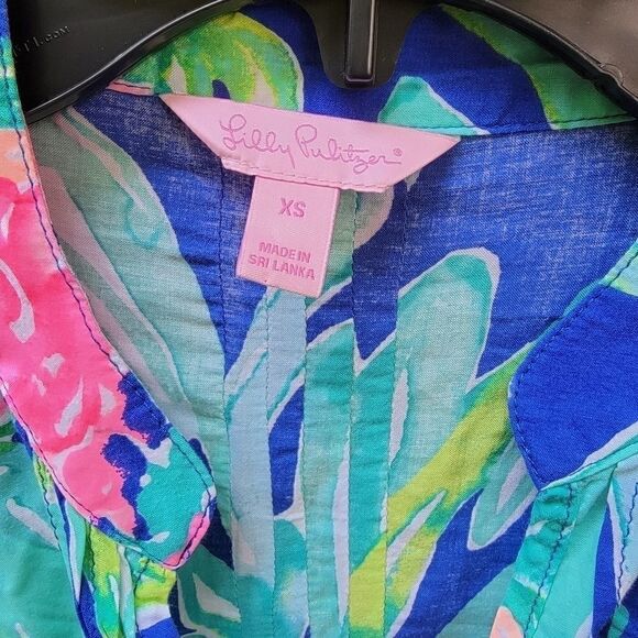 Lilly Pulitzer Sarasota Tunic Ikat Blue Island XS - Picture 4 of 6